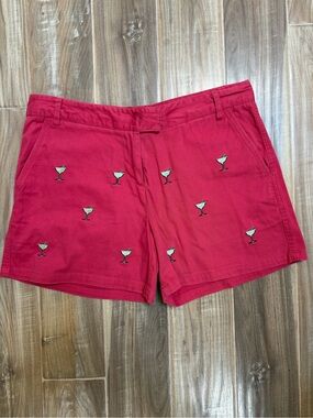 Castaway Red Women's Embroidered Cocktail Glass Shorts